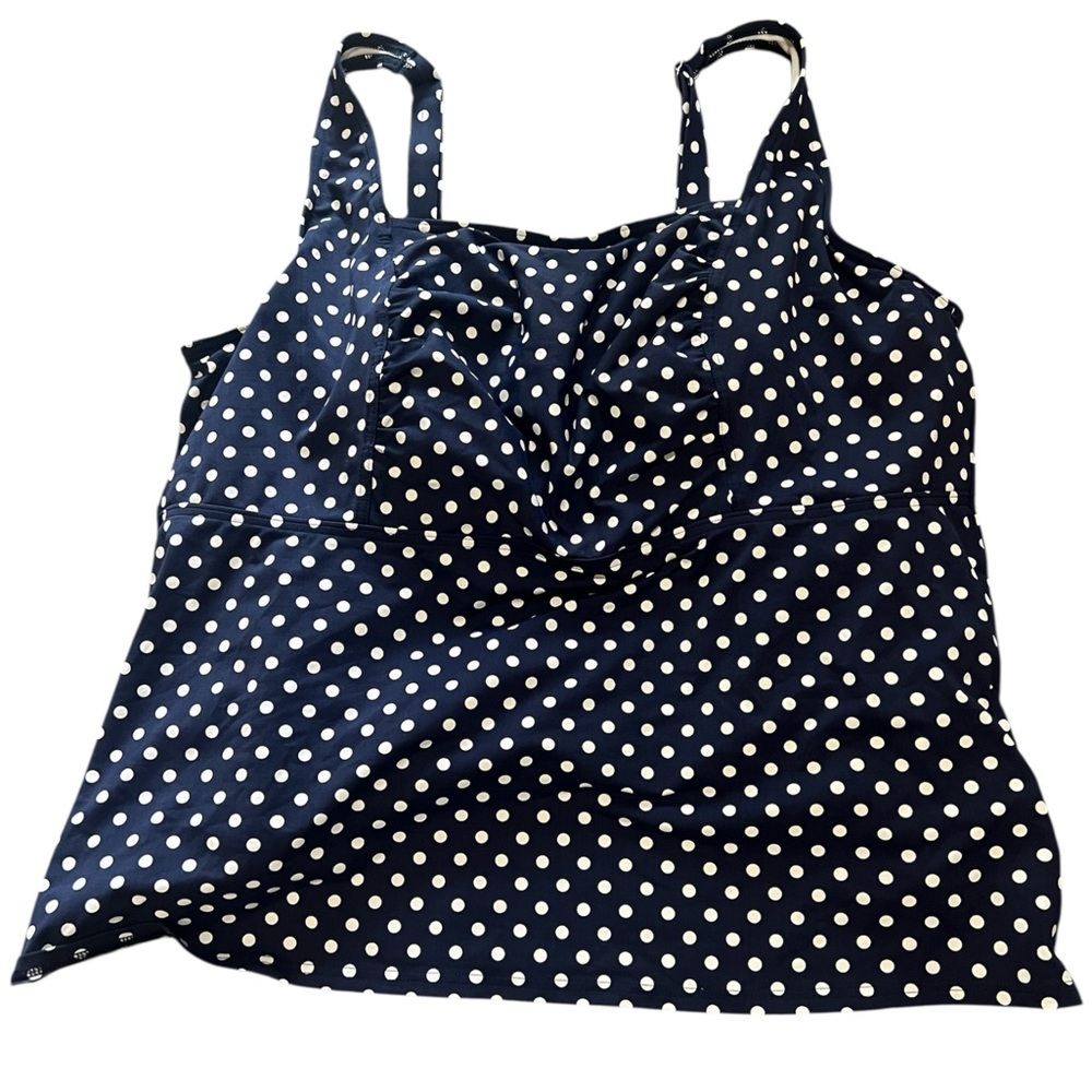 Lands' End Navy Polka Dot Swim Top